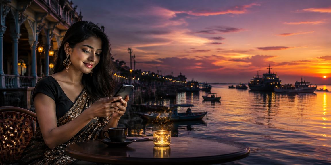 চট্টগ্রামের সমুদ্র সৈকতে মোবাইলে ক্যাসিনো গেম খেলার দৃশ্য
